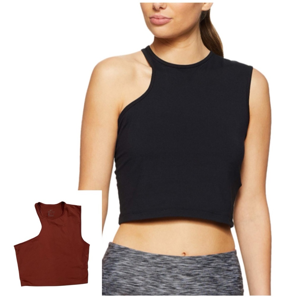Nike Women’s Dri-Fit Burgundy Cropped Top‎ Asymmetrical Athletic Blouse